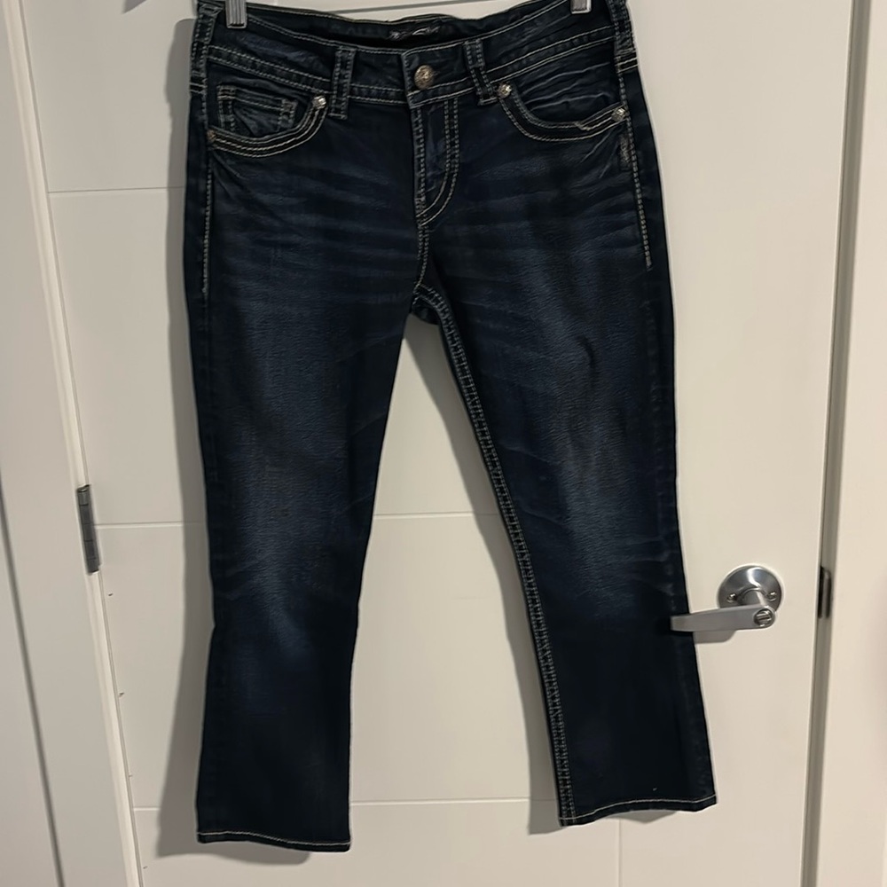 Silver Suki Size 29 Mid Capri